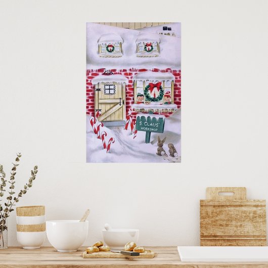 Retro vintage Kerstmis poster (Keuken)