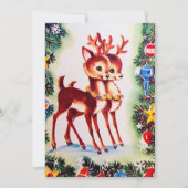 Retro vintage Kerstmis rendieren informatie toevoe Kaart (Voorkant)