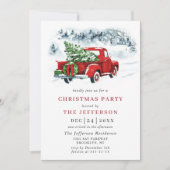 Retro Vintage Kerstmis Rode Truck Vakantie Feest Kaart (Voorkant)