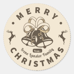 Retro Vintage Kerstmis Ronde Sticker