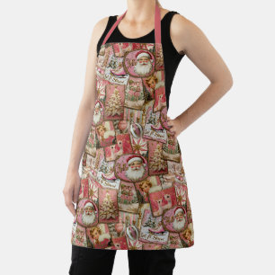 Retro Vintage Kerstmis: Roze Collage Schort