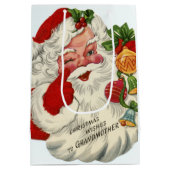 retro vintage Kerstmis Santa Grootmoeder Medium Cadeauzakje (Achterkant)