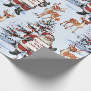 Retro Vintage Kerstmis: Santa & Rendier Cadeaupapier