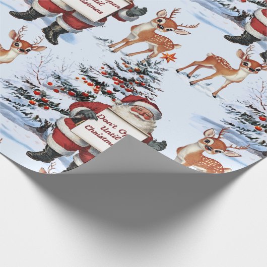 Retro Vintage Kerstmis: Santa & Rendier Cadeaupapier (Hoek)