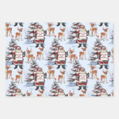Retro Vintage Kerstmis: Santa & Rendier Inpakpapier Vel (Voorkant 3)