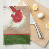 Retro vintage Kerstmis Santa rendier keuken Theedoek (Quarter Fold)