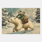 Retro Vintage Kerstmis: Santa's Arctic Adventure Inpakpapier Vel (Voorkant 2)