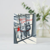 retro vintage Kerstmis Scotty dog Feestdagenkaart (Staand voorkant)