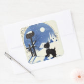 retro vintage Kerstmis Scotty dog Vierkante Sticker (Envelop)