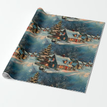 Retro Vintage Kerstmis: Sneeuwrijke Dorpscène 2