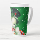 Retro vintage Kerstmis Snowman Holiday Latte Mok (Rechterhoek)