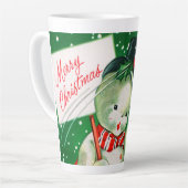 Retro vintage Kerstmis Snowman Holiday Latte Mok (Linkerhoek)