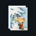 retro vintage kerstmis Snowman scottie dog Feestdagenkaart<br><div class="desc">retro vintage Christmas Snowman scottie dog Holiday Briefkaart</div>