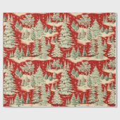 Retro Vintage Kerstmislandschap Cadeaupapier (Vlak)