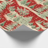 Retro Vintage Kerstmislandschap Cadeaupapier (Hoek)
