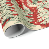 Retro Vintage Kerstmislandschap Cadeaupapier (Rol Hoek)