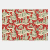 Retro Vintage Kerstmislandschap Inpakpapier Vel (Voorkant 3)
