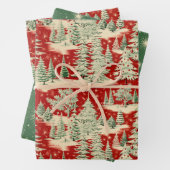 Retro Vintage Kerstmislandschap Inpakpapier Vel (In situ)