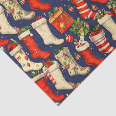 Retro Vintage Kerstmutsen Blauw Tissuepapier (Detail)