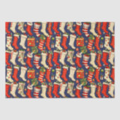 Retro Vintage Kerstmutsen Blauw Tissuepapier (Voorkant)