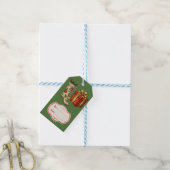 Retro Vintage Kerstmutsen Groen Cadeaulabel (Met Touw)
