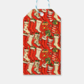 Retro Vintage Kerstmutsen Rood Cadeaulabel (Achterkant)