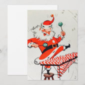 Retro Vintage-kerstmuziekspeelster Feestdagenkaart (Voorkant / Achterkant)