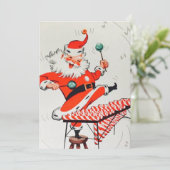 Retro Vintage-kerstmuziekspeelster Feestdagenkaart (Staand voorkant)