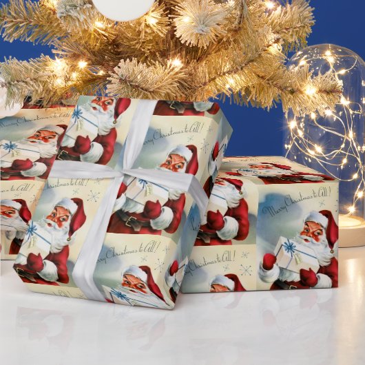 Retro Vintage - kerstnamerammer Cadeaupapier (Feestdagen)