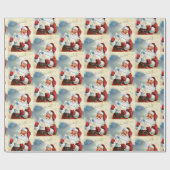 Retro Vintage - kerstnamerammer Cadeaupapier (Vlak)