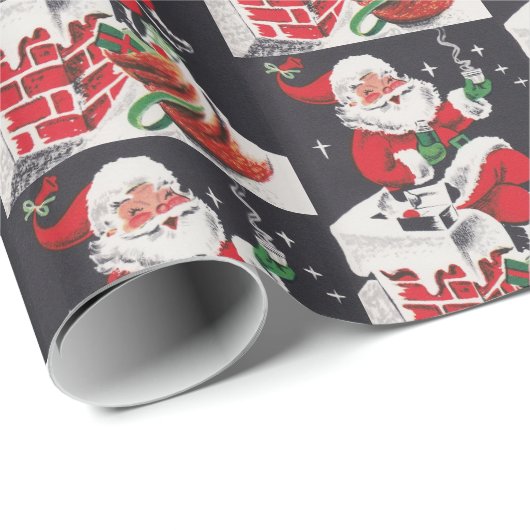 Retro Vintage - kerstnamerammer Cadeaupapier (Rol Hoek)