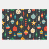 Retro Vintage-kerstOrnamenten Inpakpapier Vel (Voorkant)