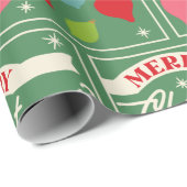 Retro Vintage-kerstpapier Cadeaupapier (Rol Hoek)
