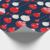 Retro Vintage-kerstreclentpatroon Cadeaupapier (Hoek)