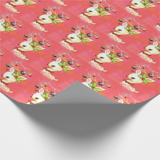 Retro vintage kerstreder Holiday Cadeaupapier (Hoek)