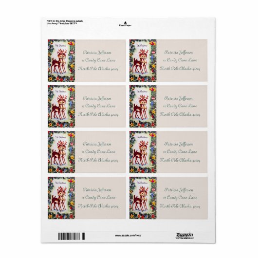 Retro vintage kerstreder Holiday label (Full Sheet)