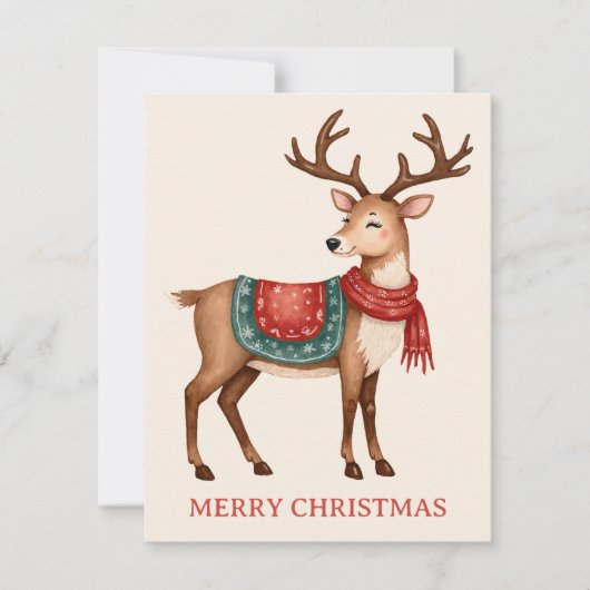 Retro Vintage Kerstrendier Gepersonaliseerd Notitiekaartje (Voorkant)