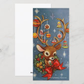 Retro Vintage Kerstrendier met Ornamenten Feestdagenkaart (Voorkant / Achterkant)