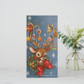 Retro Vintage Kerstrendier met Ornamenten Feestdagenkaart (Staand voorkant)
