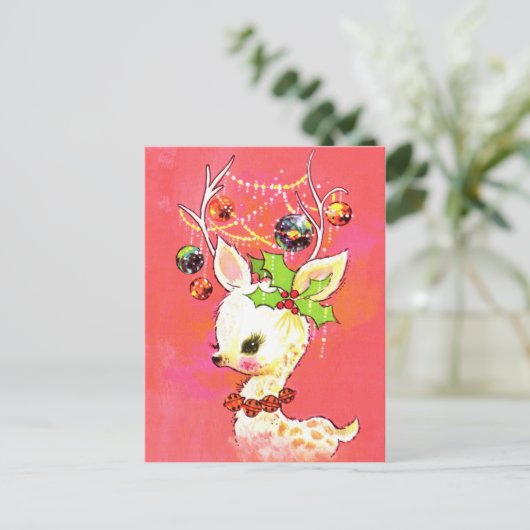 retro vintage Kerstrendier Vakantie briefkaart (Staand voorkant)