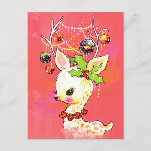 retro vintage Kerstrendier Vakantie briefkaart (Voorkant)