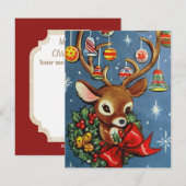 Retro Vintage Kerstrendier voeg berichtkaart toe Feestdagenkaart (Voorkant / Achterkant)