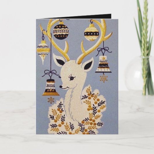 Retro vintage kerstrendieren voeg berichtkaart toe feestdagen kaart (Voorkant)