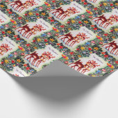 Retro vintage kerstrendierensap cadeaupapier (Hoek)