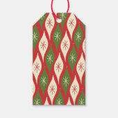 Retro Vintage-kerstsierpatronen op rood Cadeaulabel (Voorkant)