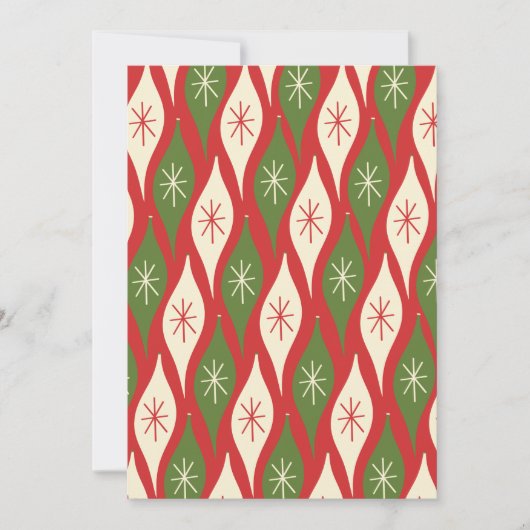 Retro Vintage-kerstsierpatronen op rood Kaart (Voorkant)