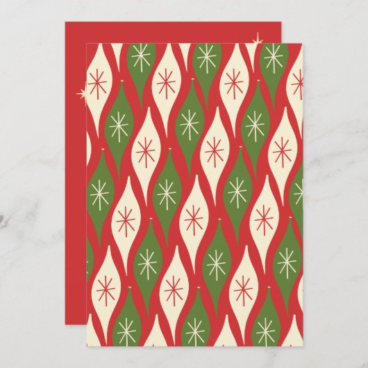 Retro Vintage-kerstsierpatronen op rood Kaart (Voorkant / Achterkant)
