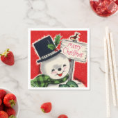 Retro vintage-kerstsneeuwfeest servet (Insitu)