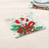 retro vintage kerstsnoe Holiday Kartonnen Onderzetters (Schuin)