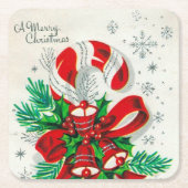 retro vintage kerstsnoe Holiday Kartonnen Onderzetters (Voorkant)